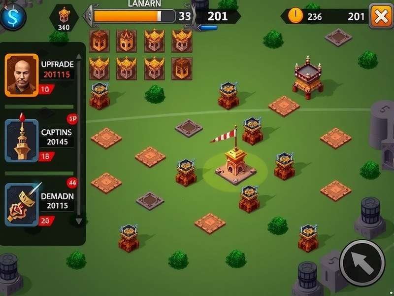 Indore Fortress Defender tower upgrade interface showing different defense options